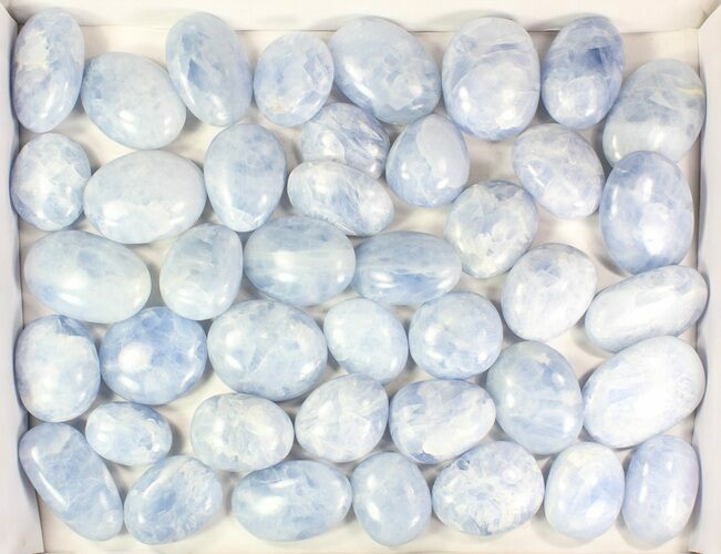 Lot: Polished Blue Calcite Pebbles - kg ( lbs) #77753